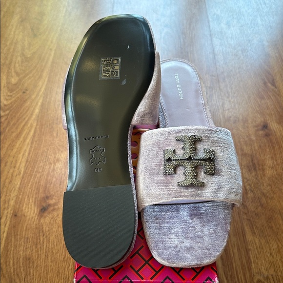 Tory Burch Eleanor Pave Crystal Velvet Slide Sandal Lilac Size 8 NIB - Picture 5 of 7